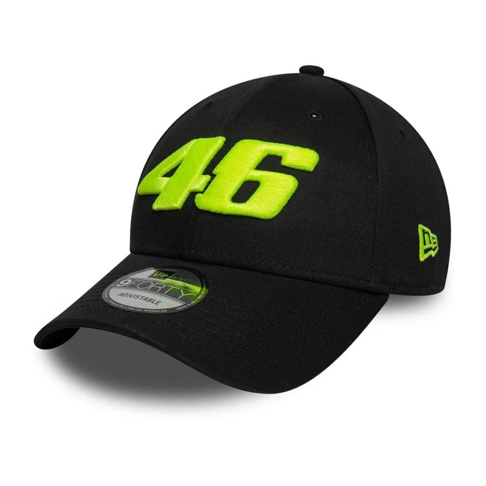 Pictured is this VR46 wordmark 9FORTY cap in black. 1