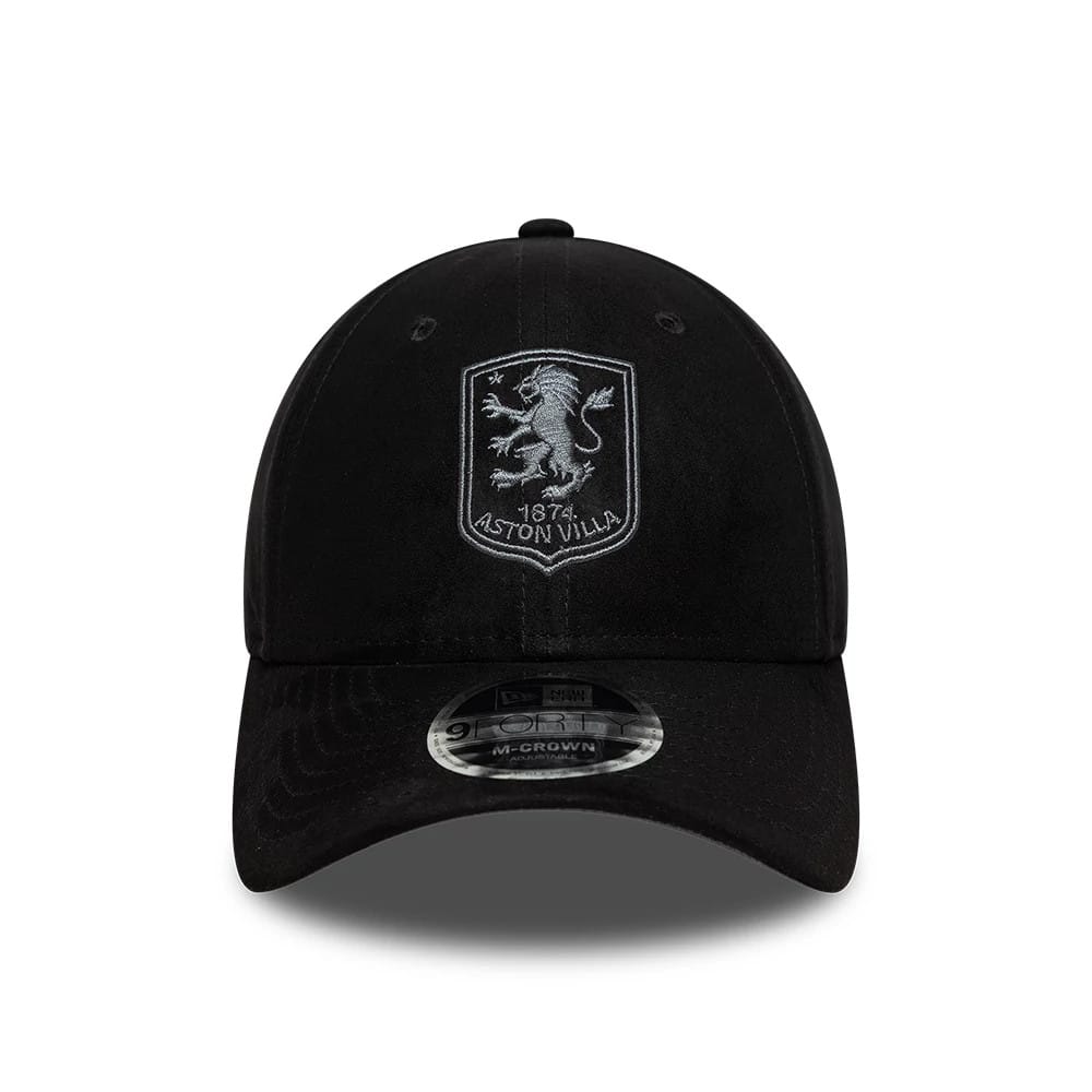 Pictured is this Aston Villa FC Faux Suede 9FORTY M-Crown cap in black. 2