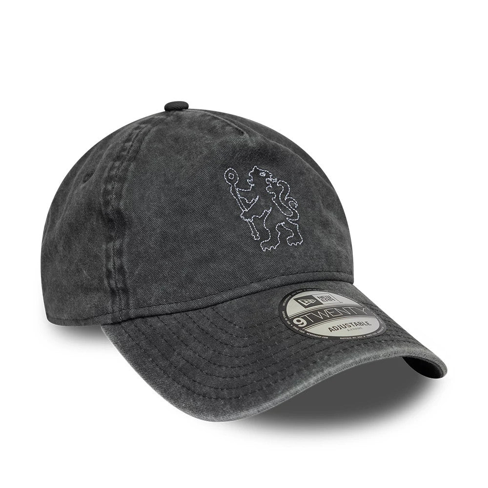 Pictured is this Chelsea FC Washed 9TWENTY A-Frame cap in dark grey. 3
