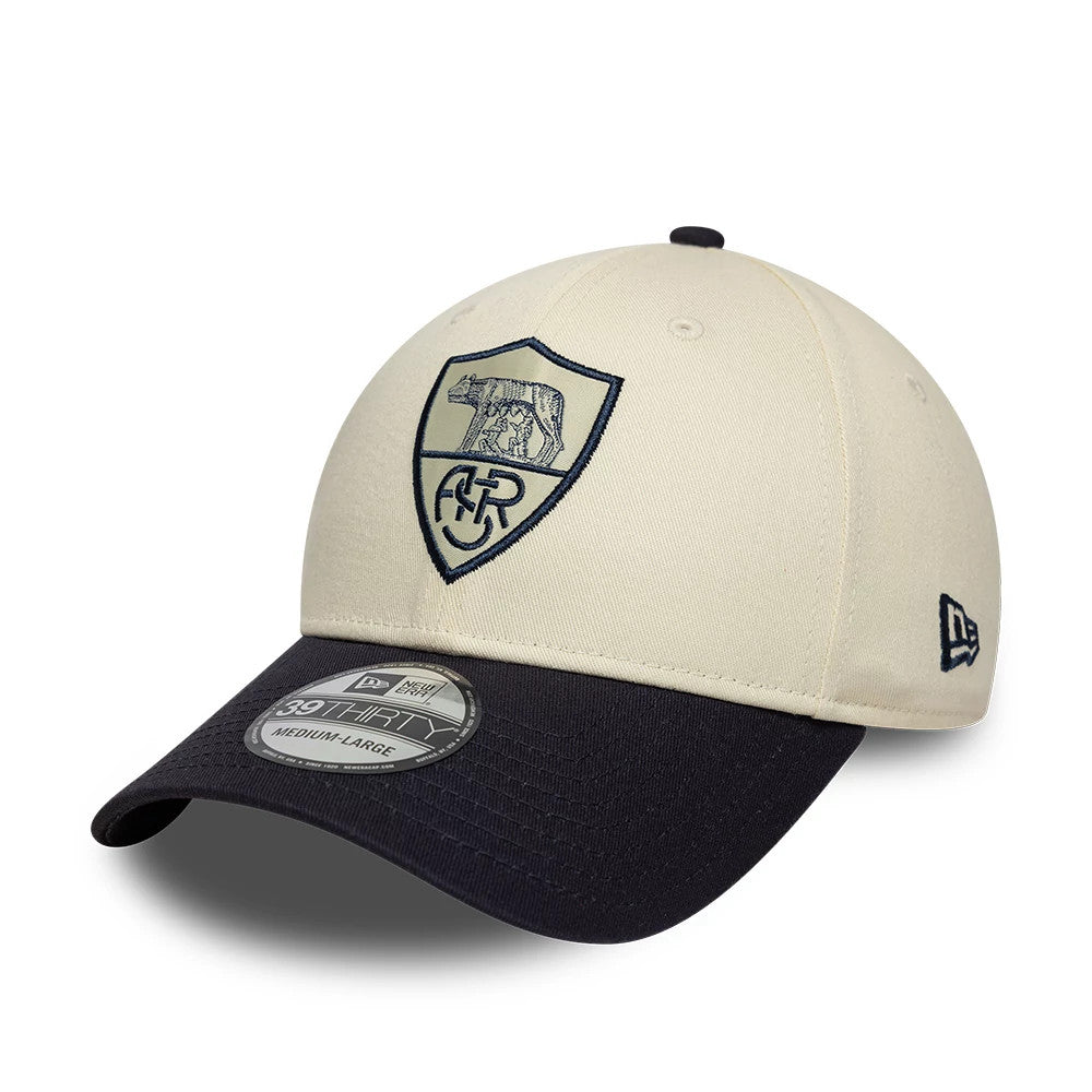 Pictured is this AS Roma 39THIRTY Stretch Fit cap in cream & black. 1