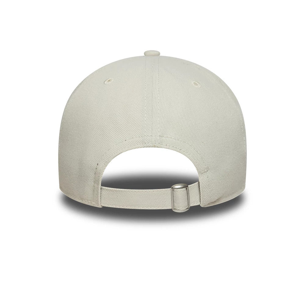 Aston Villa FC Villans White New Era 9TWENTY A-Frame Adjustable Cap, rear view showing a clean white structured crown with an adjustable strap and buckle at the back, with stitching and a soft top button completing the design.