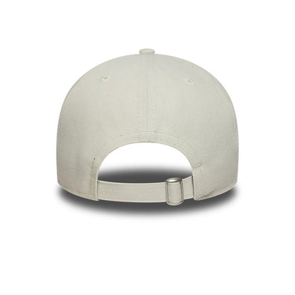 Aston Villa FC Villans White New Era 9TWENTY A-Frame Adjustable Cap, rear view showing a clean white structured crown with an adjustable strap and buckle at the back, with stitching and a soft top button completing the design.