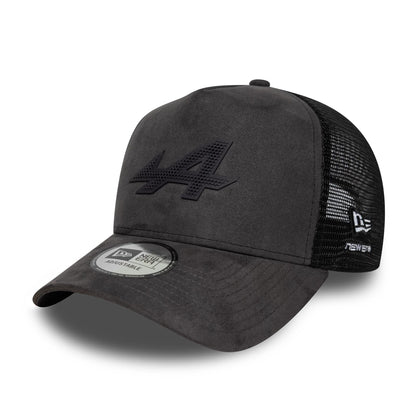 Pictured is this Alpine Racing Suede 9FORTY E-Frame Trucker cap in grey. 3