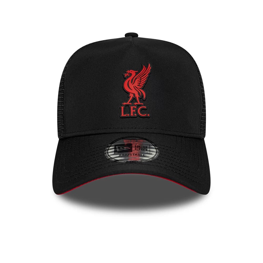Pictured is this Liverpool FC Gradient 9FORTY A-Frame Trucker cap in black. 3