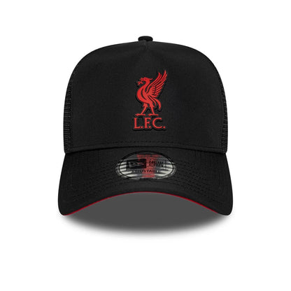 Pictured is this Liverpool FC Gradient 9FORTY A-Frame Trucker cap in black. 3