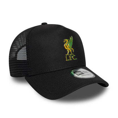 Pictured is this Liverpool FC Iridescent 9FORTY A-Frame Trucker cap in black. 3