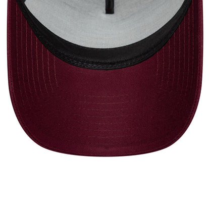 Pictured is this Visa Cash App Racing Bulls 9FORTY E-Frame Trucker cap in dark red. 5