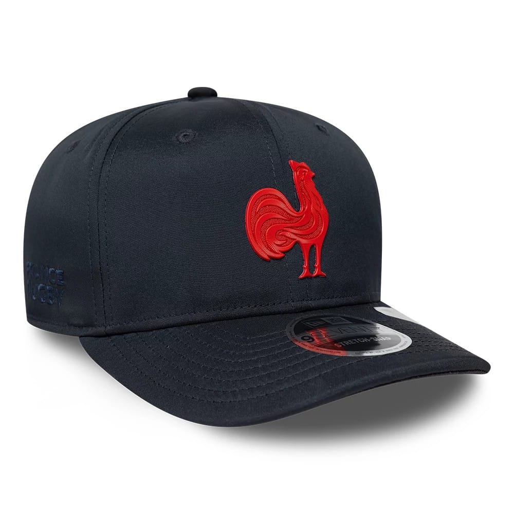 Pictured is this French Federation Of Rugby Kit 9SEVENTY Stretch Snap cap in navy. 3