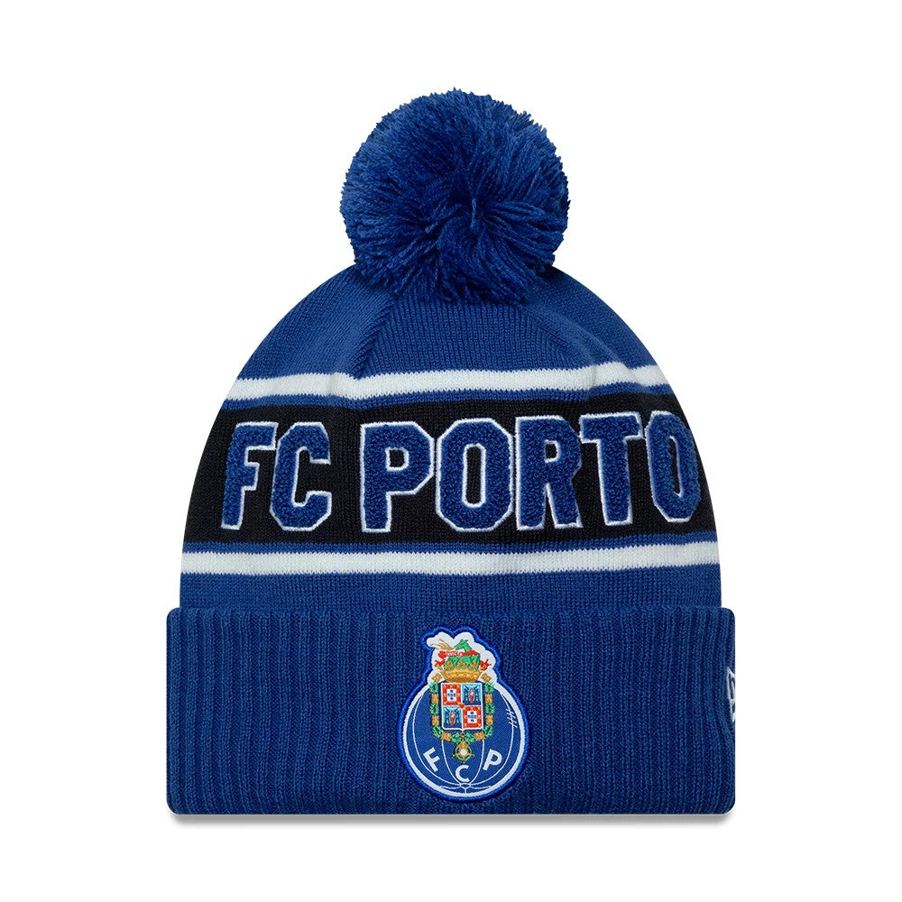 Pictured is this FC Porto Cuff Knit Beanie hat in blue. 1