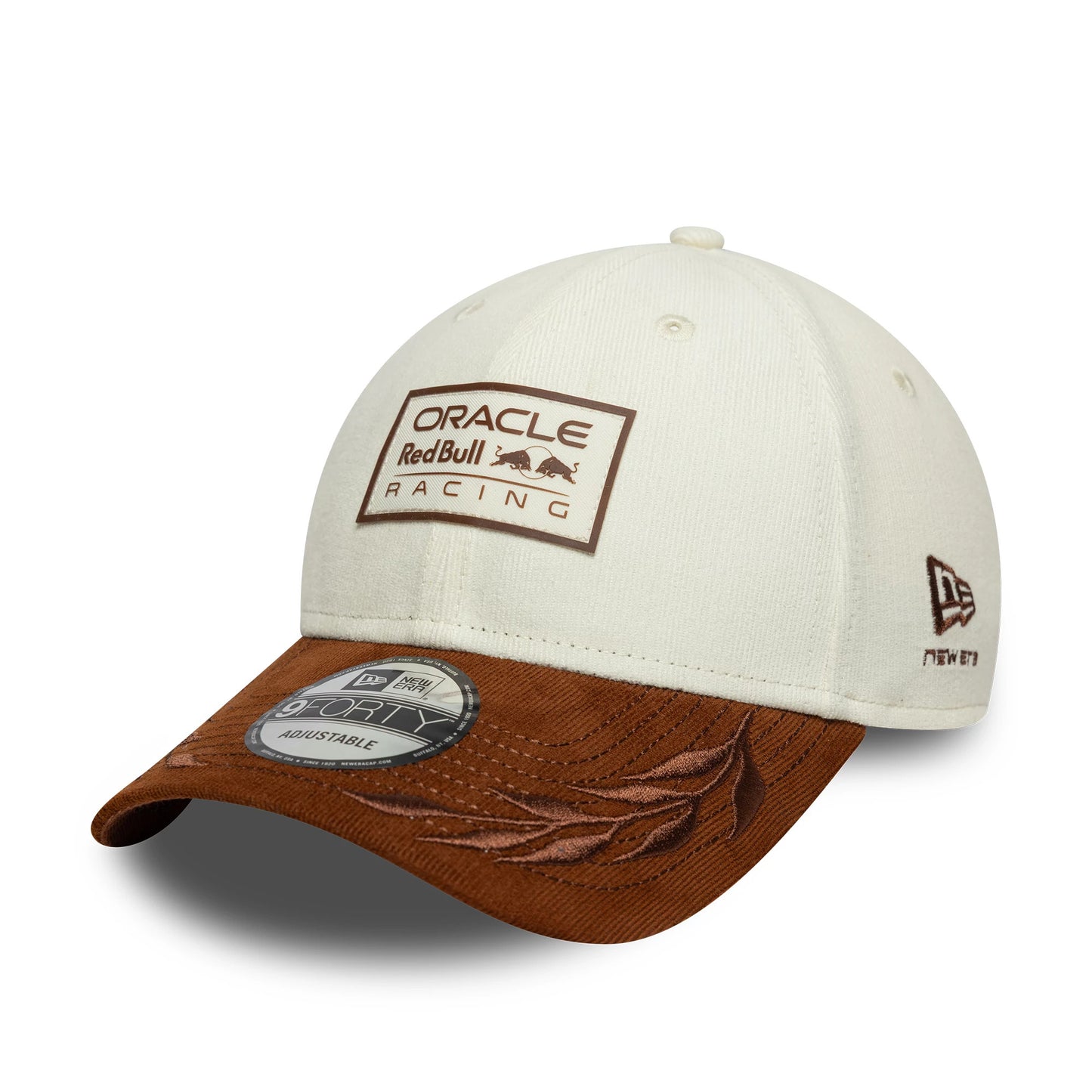 Pictured is this Red Bull Racing Cord Contrast 9FORTY cap in white & brown. 1