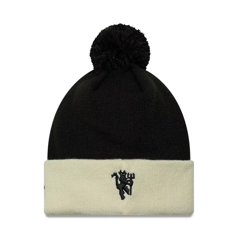Pictured is this Manchester United FC Monogram Cuff Knit Beanie hat in black. 2