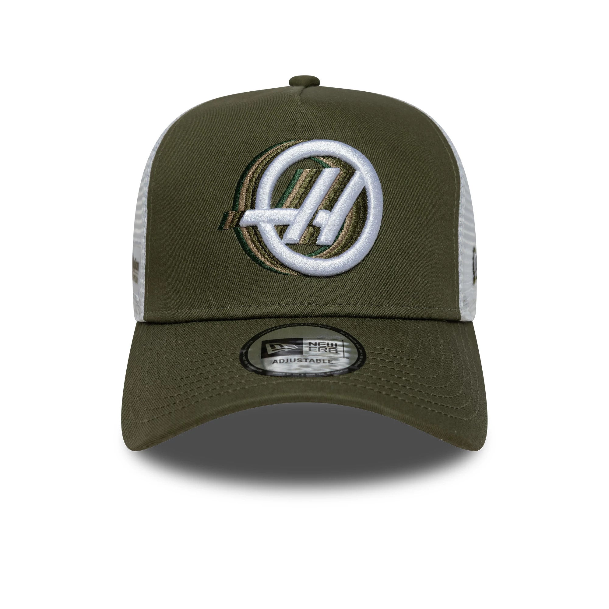 Pictured is this TGR Haas F1 Team 9FORTY A-Frame Trucker cap in green. 2