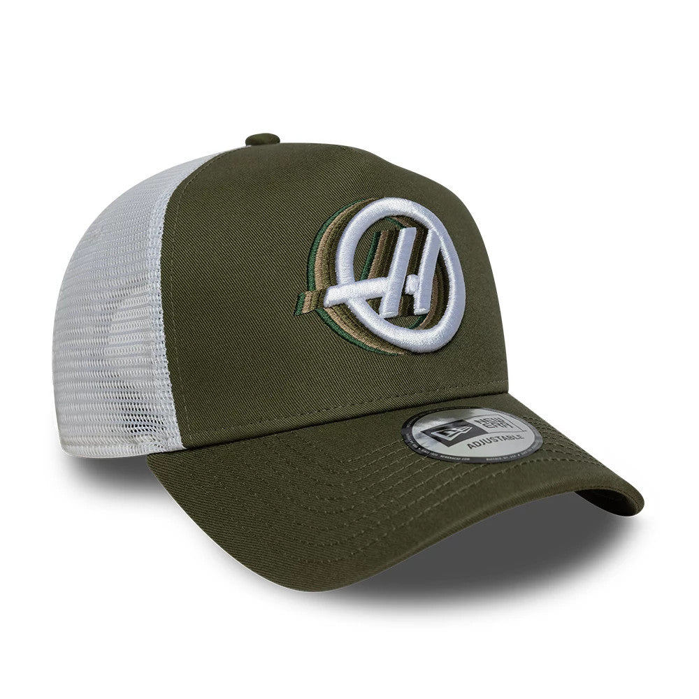Pictured is this TGR Haas F1 Team 9FORTY A-Frame Trucker cap in green. 1