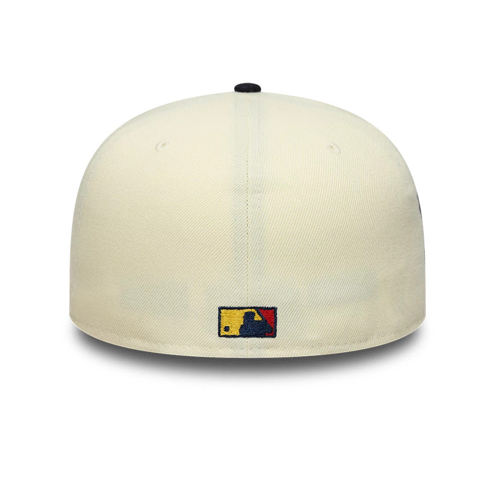 Pictured is this MLB Pin Texas Rangers 59FIFTY Fitted cap in cream & navy. 5
