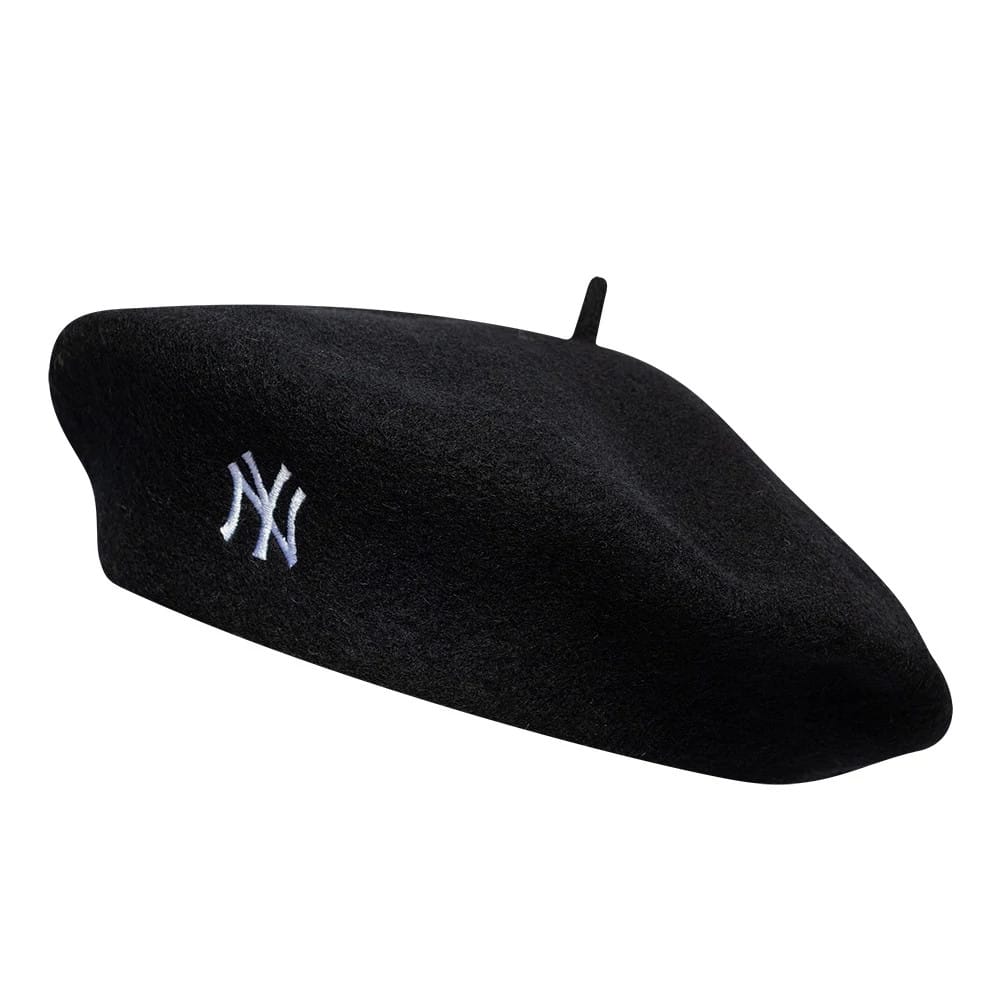 Pictured is this MLB Wool Script New York Yankees Beret in black. 1