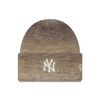 Pictured is this Womens MLB Ombre New York Yankees Cuff Knit Beanie hat in brown. 1