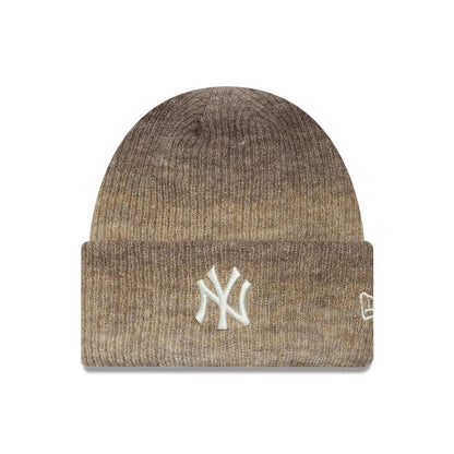 Pictured is this Womens MLB Ombre New York Yankees Cuff Knit Beanie hat in brown. 1