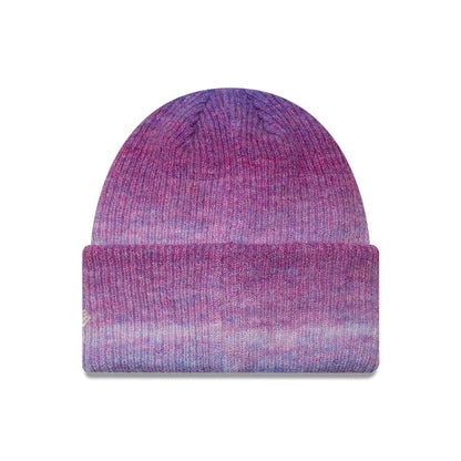 Pictured is this Womens MLB Ombre New York Yankees Cuff Knit Beanie hat in purple. 2