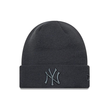 Pictured is this MLB League Essential New York Yankees Cuff Knit Beanie hat in grey. 1