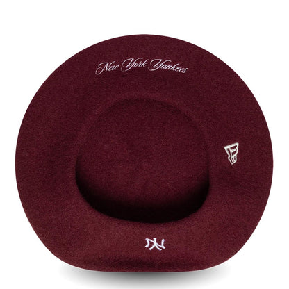 Pictured is this MLB Wool Script New York Yankees Beret in dark red. 5