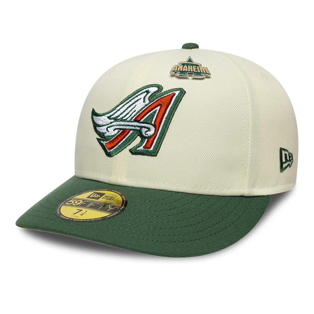 Pictured is this MLB Pin LA Angels 59FIFTY Fitted cap in dark green. 1