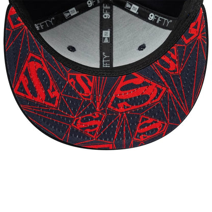 Pictured is this Youth DC Piping Superman 9FIFTY Snapback cap in blue. 2