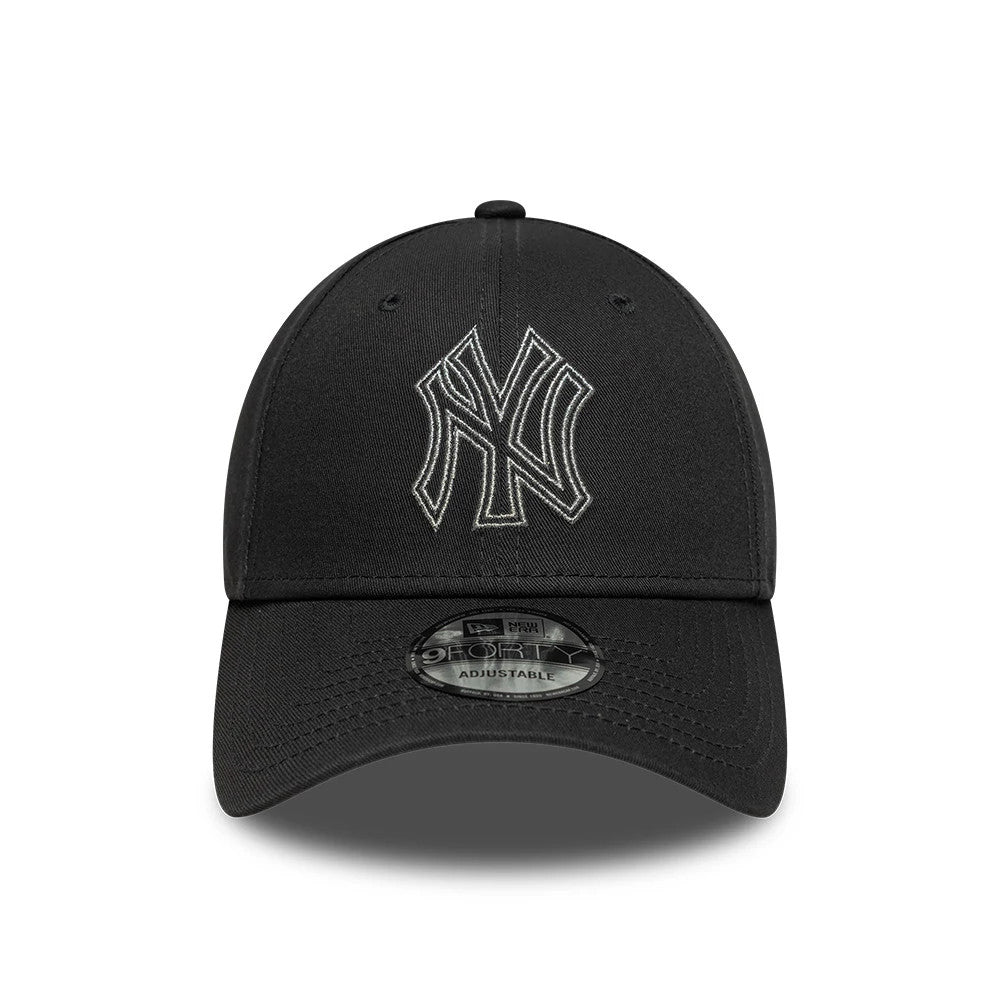 Pictured is this MLB Metallic Outline New York Yankees 9FORTY cap in charcoal. 2
