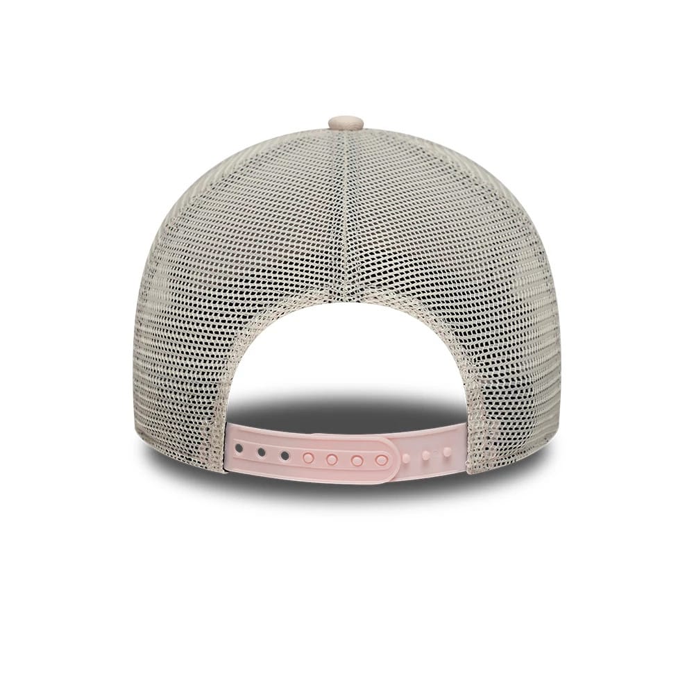 Pictured is this Youth MLB League Essential New York Yankees 9FORTY A-Frame Trucker cap in pastel pink. 4
