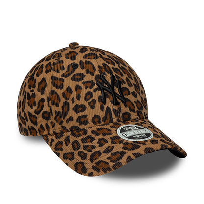 Pictured is this Womens MLB Leopard Cord New York Yankees 9FORTY cap in beige. 3