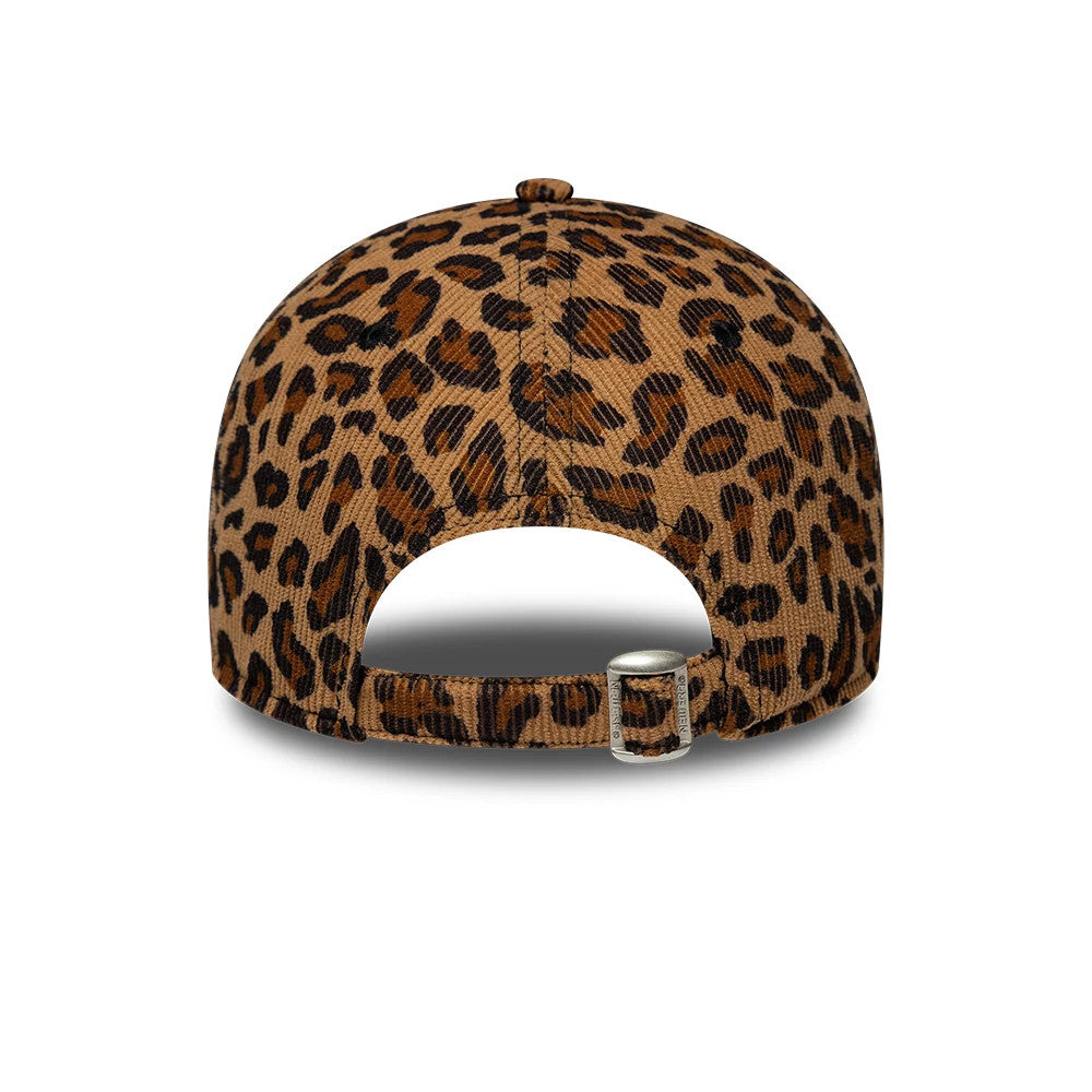 Pictured is this Womens MLB Leopard Cord New York Yankees 9FORTY cap in beige. 4