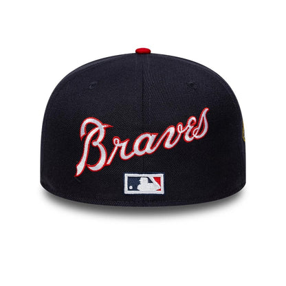 Pictured is this MLB Icon Atlanta Braves 59FIFTY Fitted cap in navy. 5