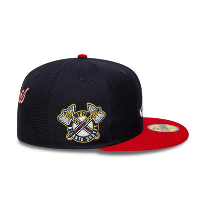 Pictured is this MLB Icon Atlanta Braves 59FIFTY Fitted cap in navy. 6