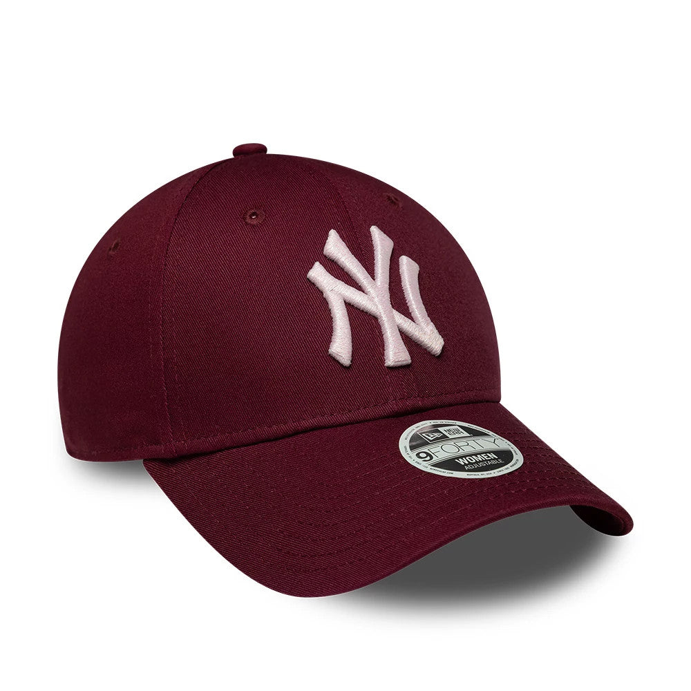 Pictured is this Womens MLB Metallic New York Yankees 9FORTY cap in dark red. 3