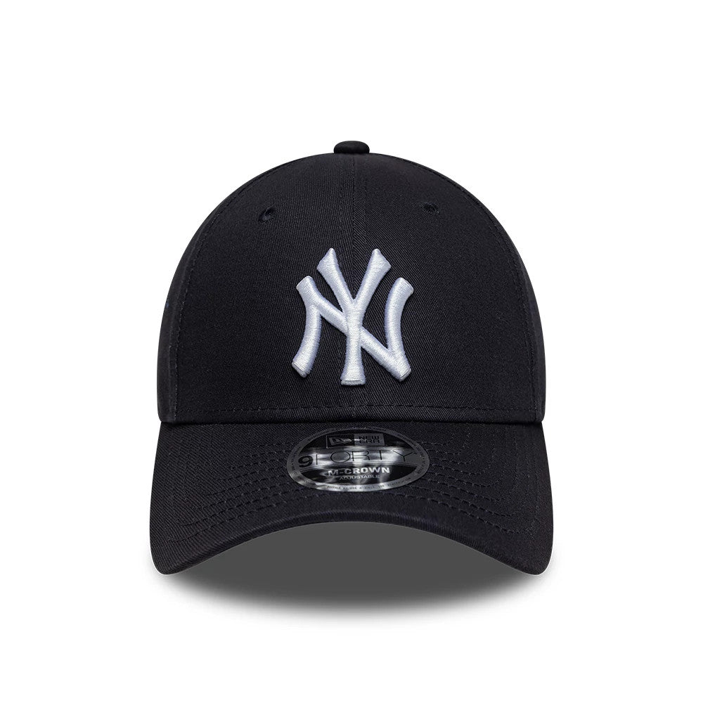 Pictured is this MLB Side Script New York Yankees 9FORTY M-Crown cap in navy. 2