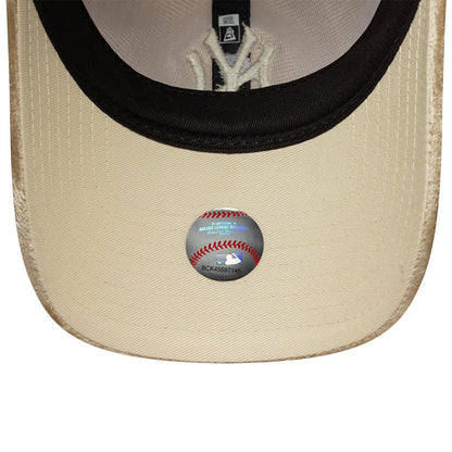 Pictured is this Womens MLB Velour New York Yankees 9TWENTY cap in beige. 2
