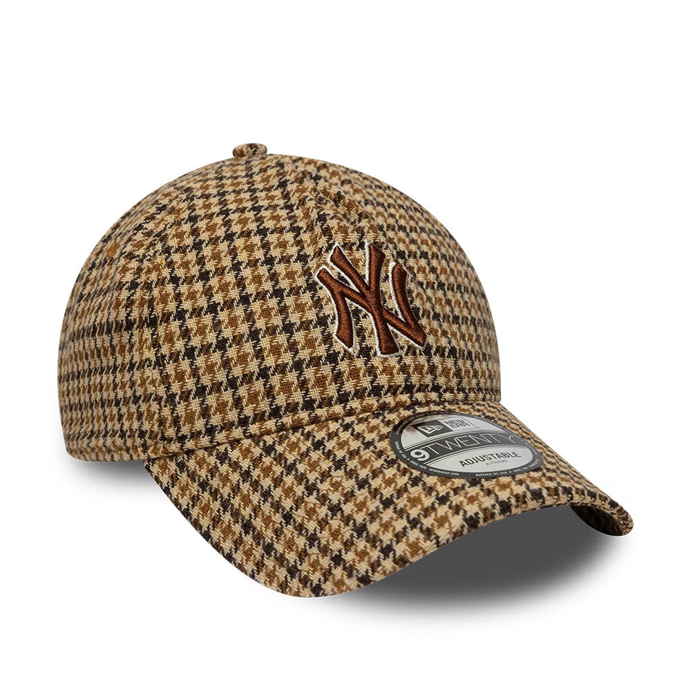 Pictured is this MLB Check New York Yankees 9TWENTY A-Frame cap in beige. 3