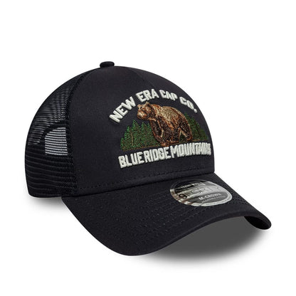 Pictured is this New Era Graphic 9FORTY M-Crown A-Frame Trucker cap in navy. 3