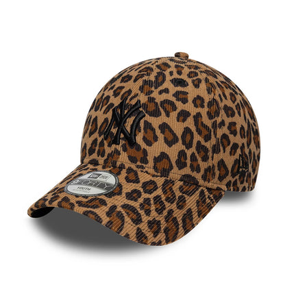 Pictured is this Youth MLB Leopard Cord New York Yankees 9FORTY cap in brown. 1