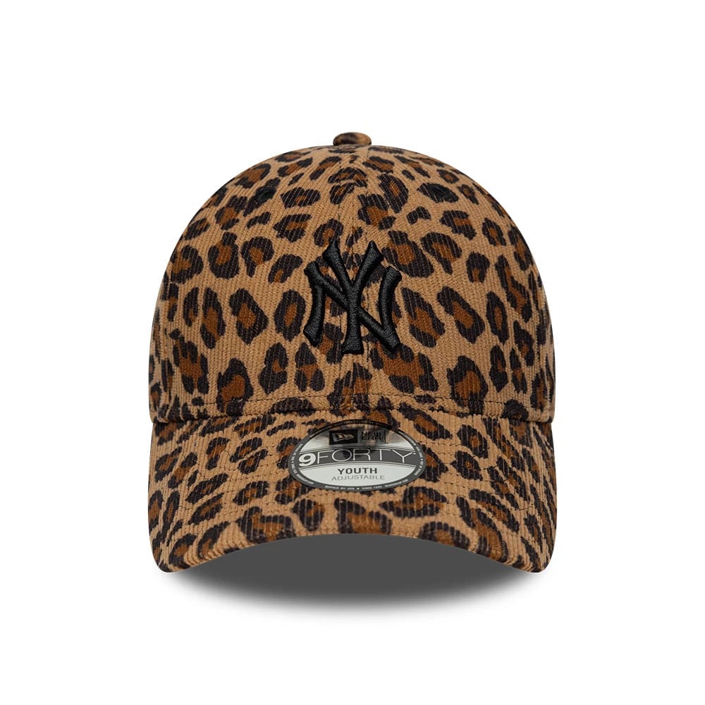 Pictured is this Youth MLB Leopard Cord New York Yankees 9FORTY cap in beige. 2