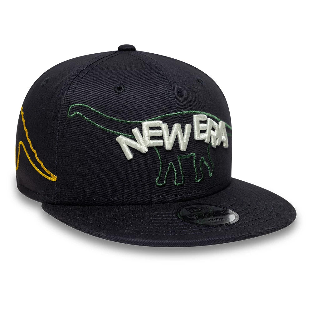 Pictured is this Youth MLB Dino 9FIFTY Snapback cap in navy. 3