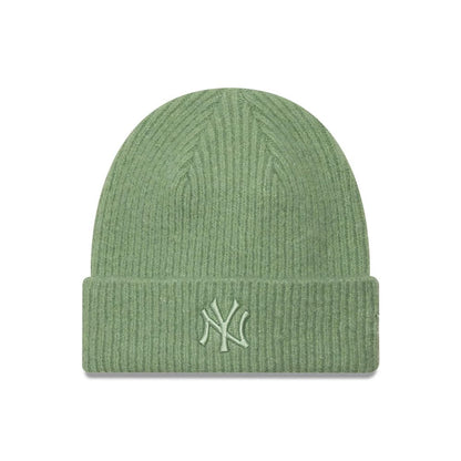Pictured is this Womens MLB Wide New York Yankees Cuff Knit Beanie hat in pastel green. 1