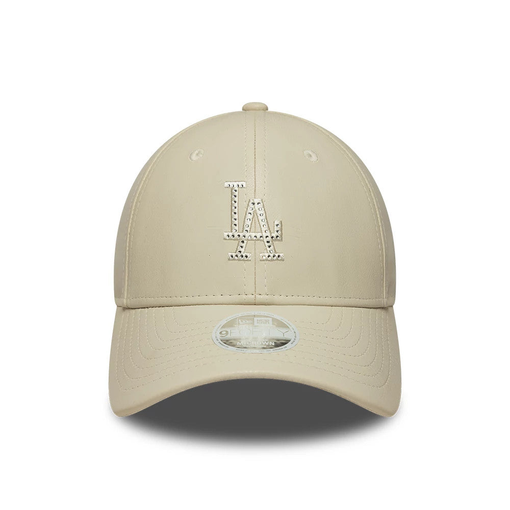 Pictured is this Womens MLB Diamante PU LA Dodgers 9FORTY M-Crown cap in cream. 2