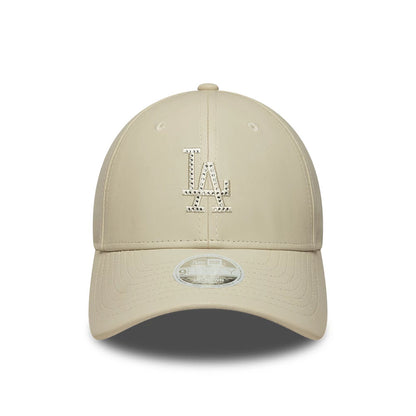 Pictured is this Womens MLB Diamante PU LA Dodgers 9FORTY M-Crown cap in cream. 2