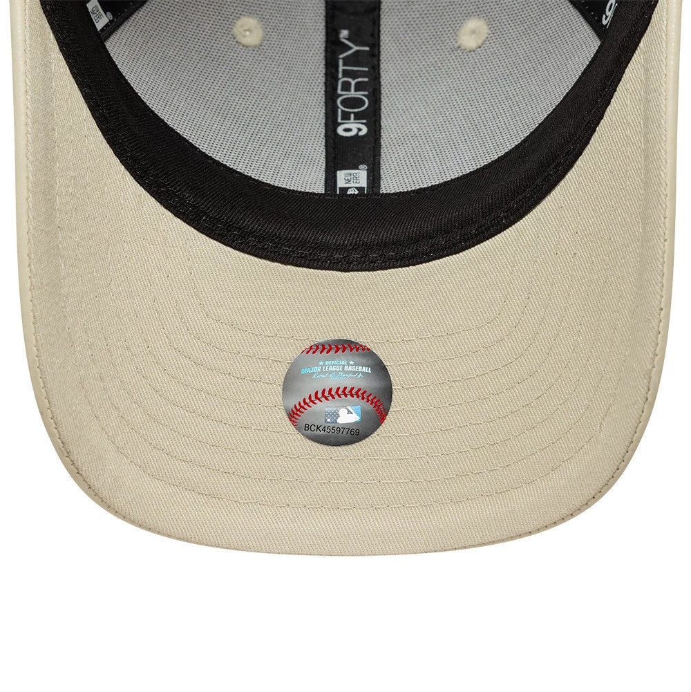 Pictured is this Womens MLB Diamante PU LA Dodgers 9FORTY M-Crown cap in cream. 5
