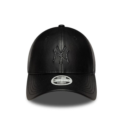 Pictured is this Womens MLB Diamante PU New York Yankees 9FORTY M-Crown cap in black. 2