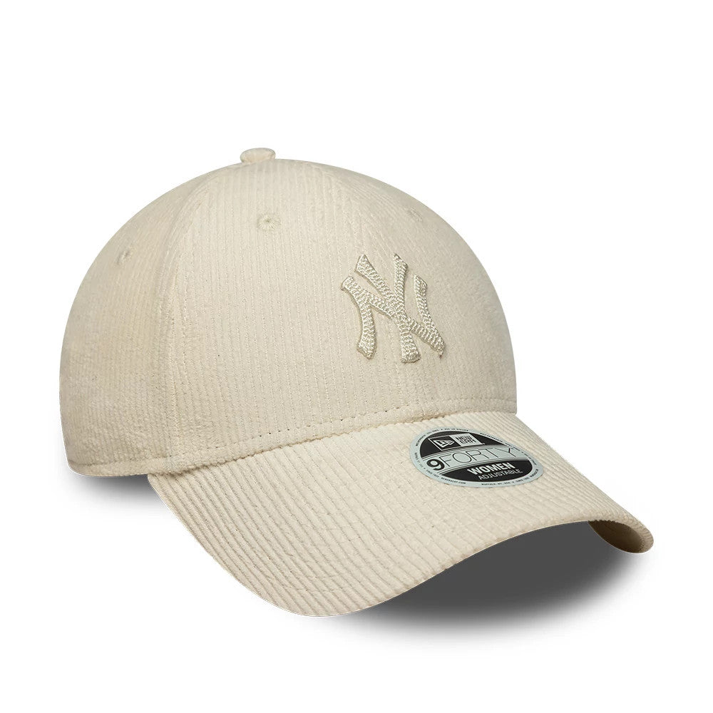 Pictured is this Womens MLB Cord New York Yankees 9FORTY cap in cream. 3