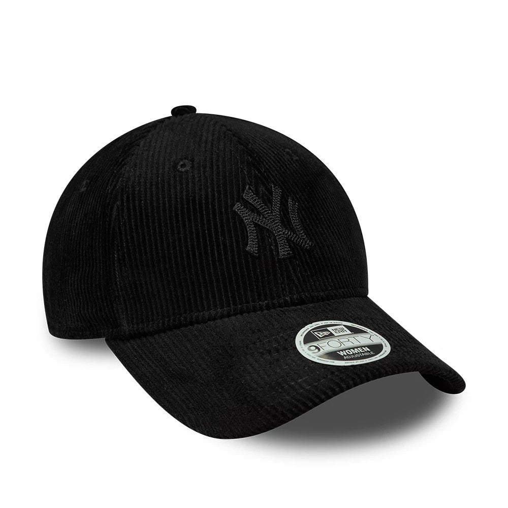 Pictured is this Womens MLB Cord New York Yankees 9FORTY cap in black. 3