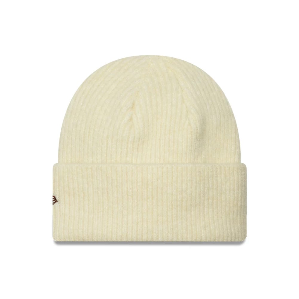 Pictured is this Womens MLB Wide New York Yankees Cuff Knit Beanie hat in cream. 2