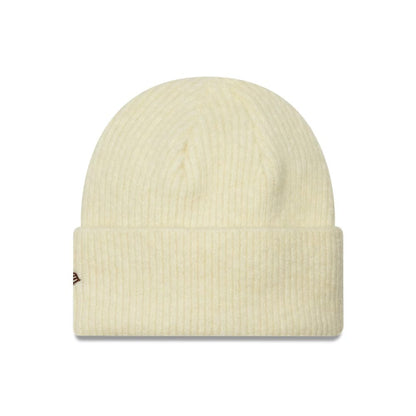 Pictured is this Womens MLB Wide New York Yankees Cuff Knit Beanie hat in cream. 2