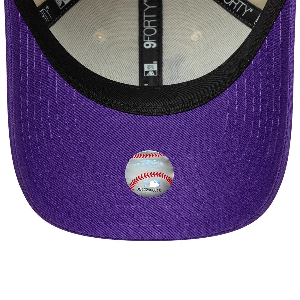 Pictured is this Youth MLB League Essential LA Dodgers 9FORTY cap in cream & purple. 5